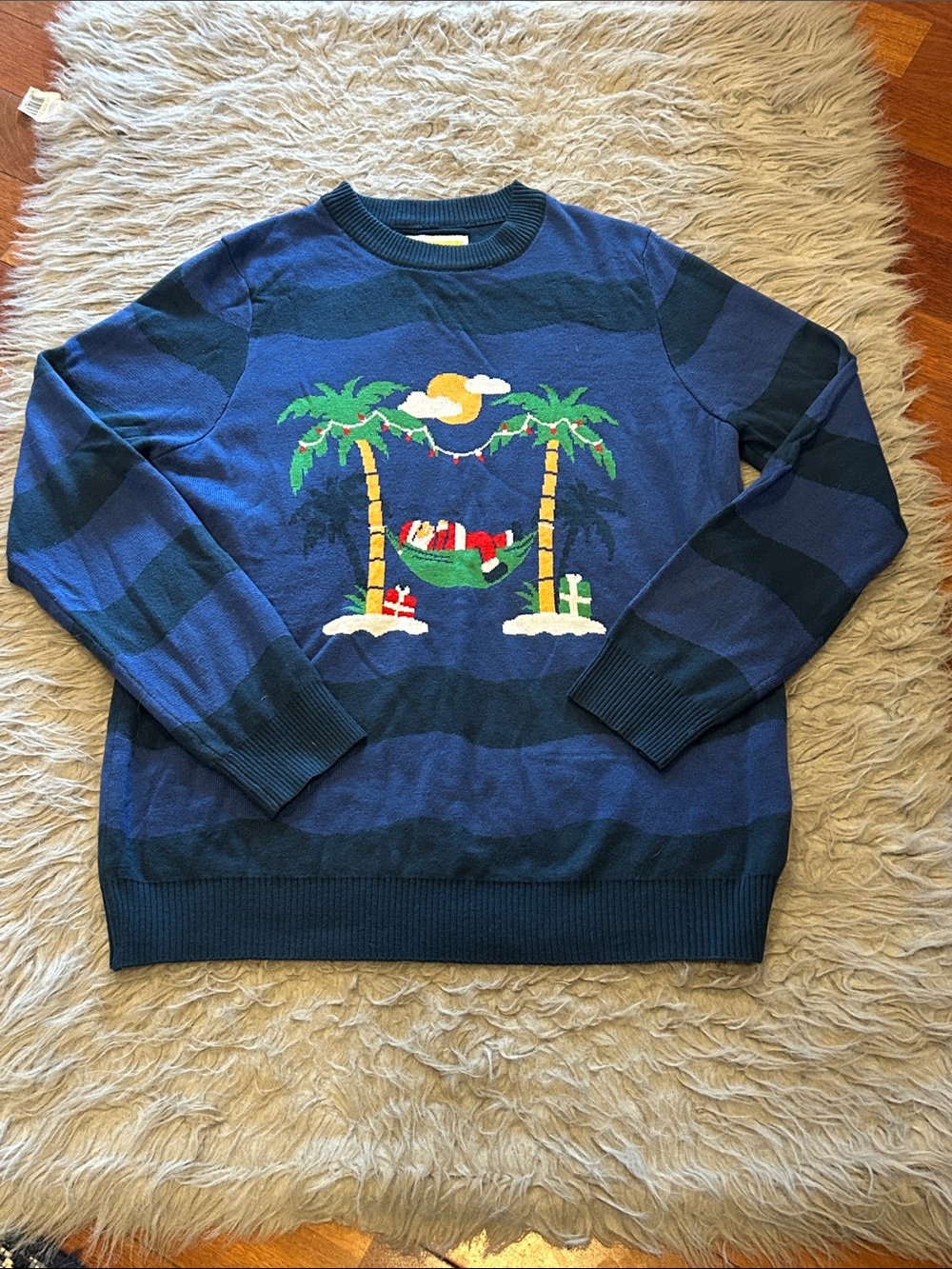 Tipsy Elves Women’s Navy Holiday Palm Tree Crewneck Sweater